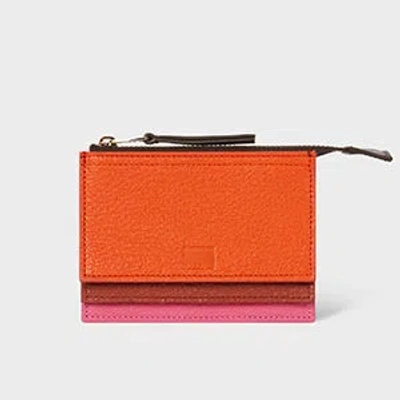 Paul Smith Concertina Leather Layered Card Holder In Orange