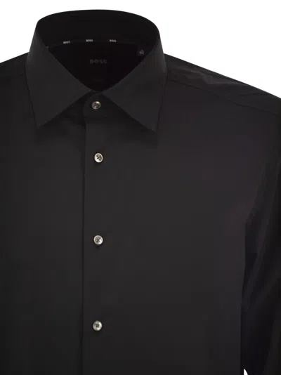 Hugo Boss Boss Men Slim Fit Shirt In Easy-iron Stretch Cotton Poplin In Black