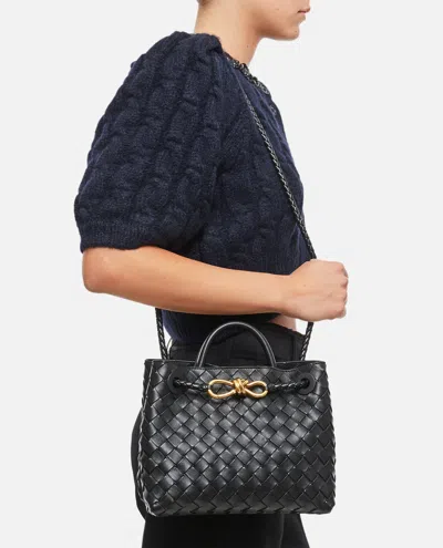 Bottega Veneta Women Andiamo Small Leather Crossbody Bag With Intrecciato Motif In Black