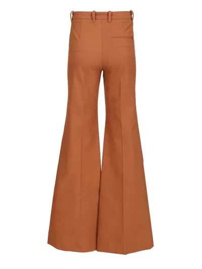 Chloé Chloe Women Pantalone Dalla Gamba Ampia In Cotone Mattone In Orange
