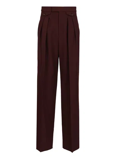 Chloé Suits Pant With Waist Pleats Trousers Bordeaux In Burgundy