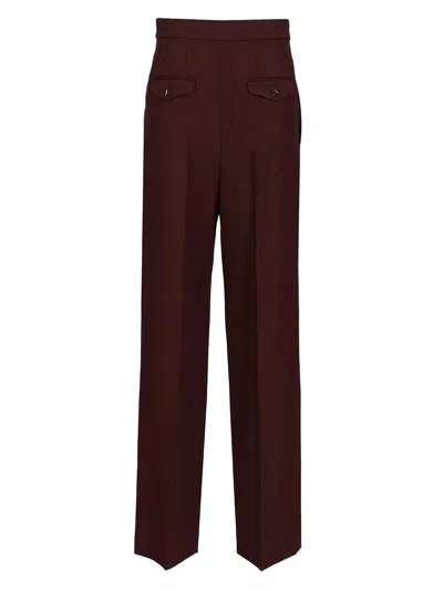 Chloé Suits Pant With Waist Pleats Trousers Bordeaux In Burgundy