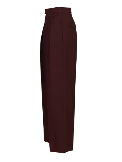 Chloé Suits Pant With Waist Pleats Trousers Bordeaux In Burgundy