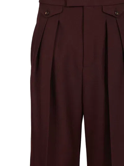 Chloé Suits Pant With Waist Pleats Trousers Bordeaux In Burgundy
