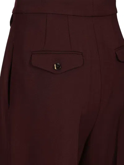 Chloé Suits Pant With Waist Pleats Trousers Bordeaux In Burgundy