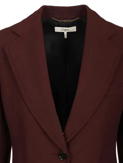 Chloé Suits Sigle Breasted Blazer Jackets Bordeaux In Red
