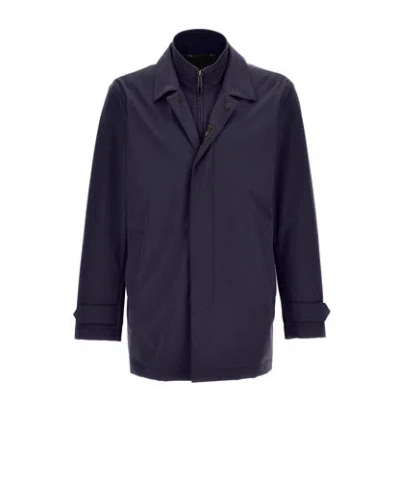 Fay Morning Coat In Jersey Stretch In Blue
