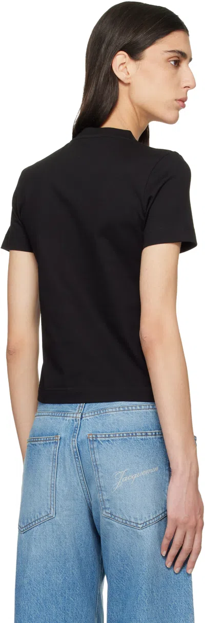 Jacquemus Womens Black Le T-shirt Grosgrain-logo Cotton-jersey T-shirt In Black