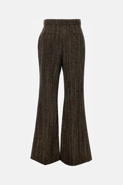 Fendi Rust Wool And Alpaca Trousers Women In Brown