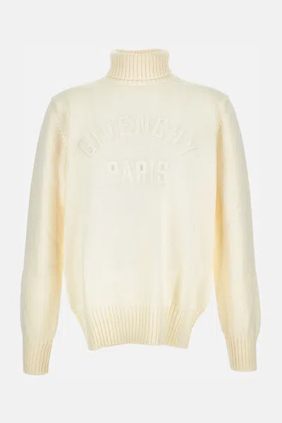Givenchy Cotton Turtleneck Sweater Ribbed Cuffs In Neutral