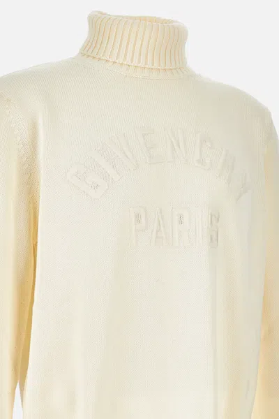 Givenchy Cotton Turtleneck Sweater Ribbed Cuffs In Neutral