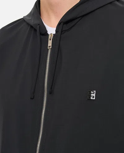 Givenchy Zipped Hoodie In Wool With 4g Detail In Black