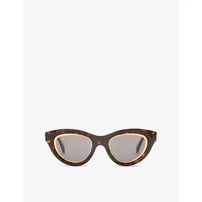 Loewe Anagram Cat-eye Tortoiseshell Acetate And Gold-tone Sunglasses In Brown