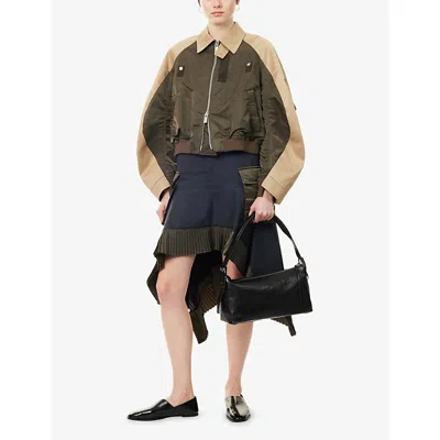 Sacai Oversized Cotton-canvas And Shell Bomber Jacket In Brown