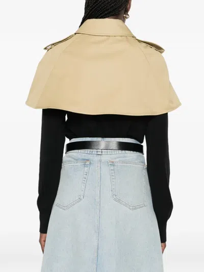 Burberry Collared Buttoned Cropped Jacket In Multi