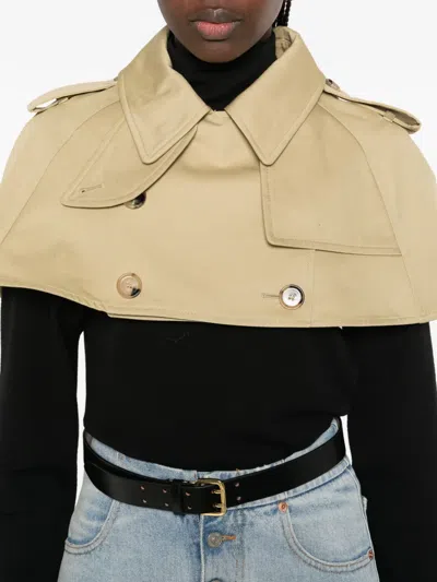 Burberry Collared Buttoned Cropped Jacket In Multi