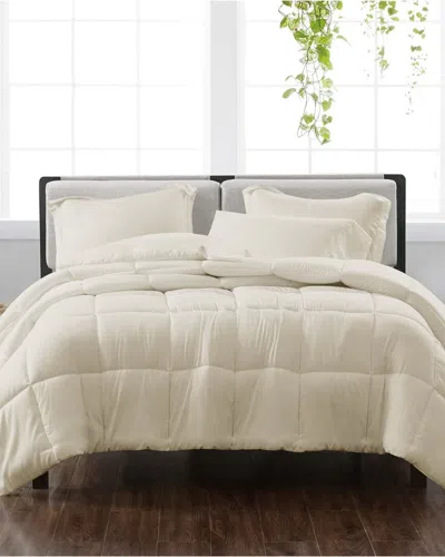 Cannon Solid Ivory 3pc Comforter Set In White