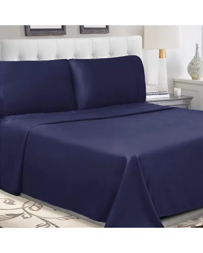 Superior Solid 300-thread Count Cotton Percale Deep Pocket Sheet Set In Blue