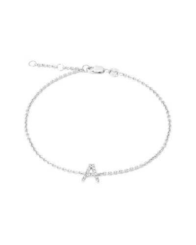 Jane Basch Silver 0.05 Ct. Tw. Diamond Initial Bracelet In Metallic