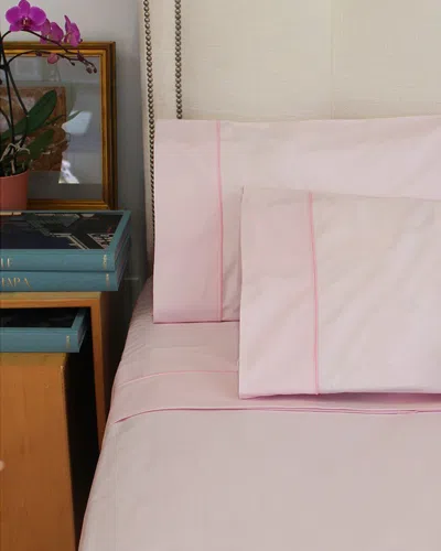 Belle Epoque Combed Cotton Percale Sheet Set In Pink