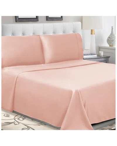 Superior Solid 300 Thread Count Cotton Percale Deep Pocket Sheet Set In Pink