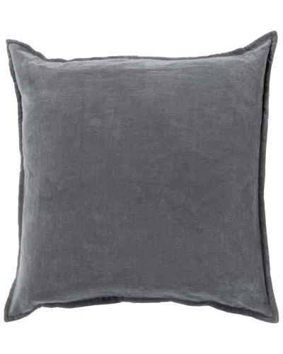 Surya Cotton Velvet Decorative Pillow In Gray