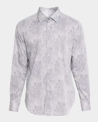 Robert Graham Lexington Floral Stretch Cotton Button-up Shirt In Gray