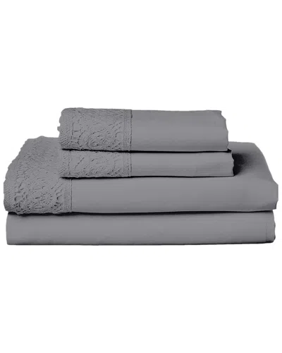 Modern Threads Crochet Lace Microfiber Sheet Set In Gray