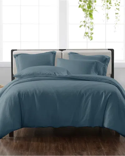 Cannon Solid Dark Blue 3pc Duvet Cover Set In Blue