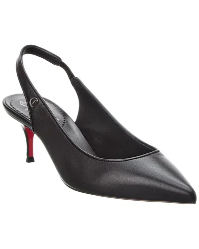 Christian Louboutin Womens Black Sporty Kate Sling 55 Leather Heeled Courts Eur 37.5 / 4.5 Uk In Black