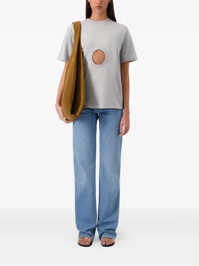 Coperni Window Circular Opening T-shirt In Gray