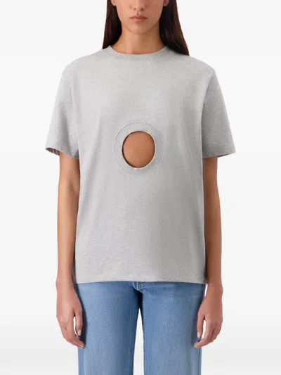 Coperni Window Circular Opening T-shirt In Gray