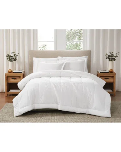 Brooklyn Loom Solid Cotton Percale Comforter Set In White