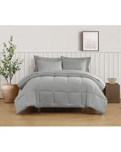 Truly Soft Green Solid Comforter Set In Gray