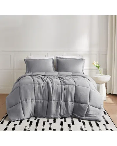 Truly Soft Garment Wash Solid Comforter Set In Gray