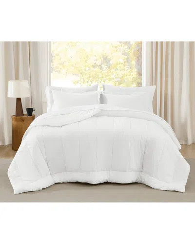 Brooklyn Loom Oversized Cotton Percale 3pc Comforter Set In White