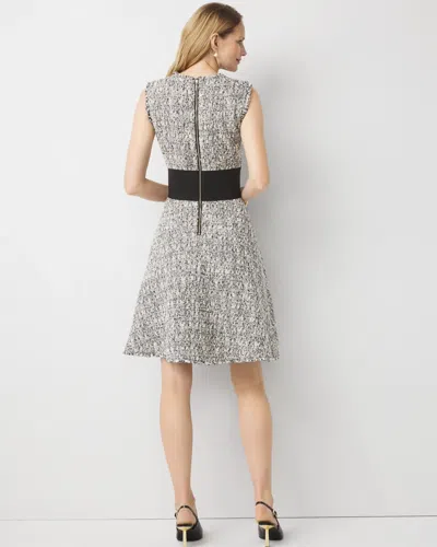 White House Black Market Petite Belted Tweed Dress In White