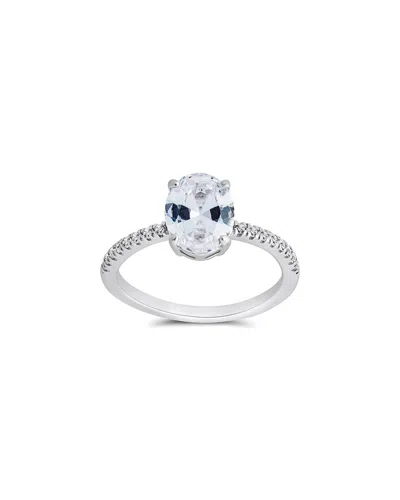 Sterling Forever Silver Cz Oval Ring In Silver