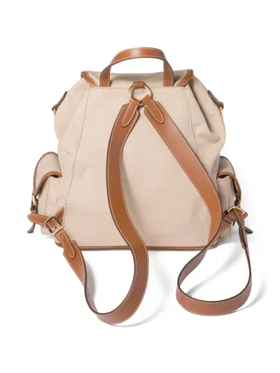 Miu Miu Flap-pocket Strap Canvas Backpack In White