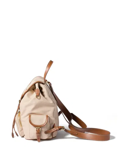 Miu Miu Flap-pocket Strap Canvas Backpack In White