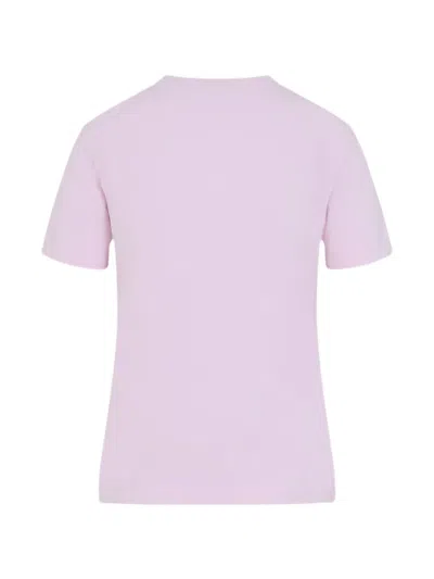 Jacquemus Pink Crew Neck T-shirt With Logo Patch On The Front In Cotton Woman