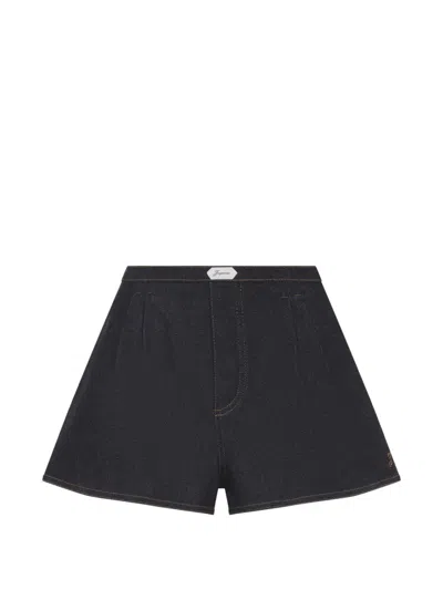Jacquemus Amelo De-nîmes Blue Cotton Cashmere Shorts In Black