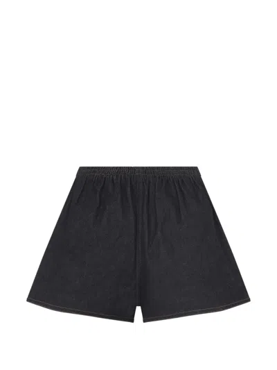 Jacquemus Amelo De-nîmes Blue Cotton Cashmere Shorts In Black