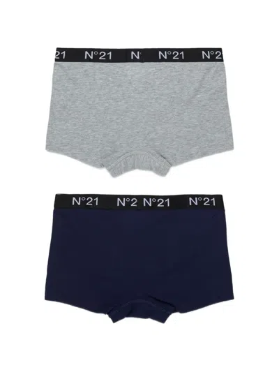 N°21 Boxer Set With Logo In Gray