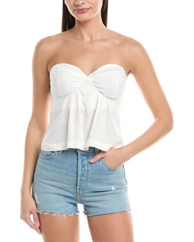 Vix Solid Iris Linen-blend Top In White