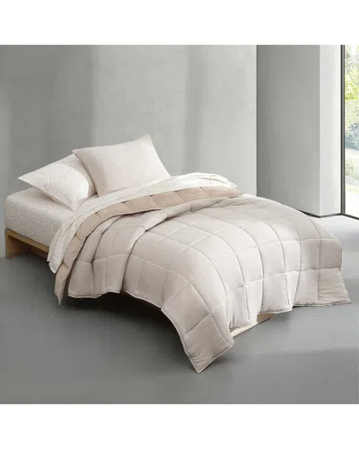 Calvin Klein Reversible Lush Washed Solid Comforter Set In Brown