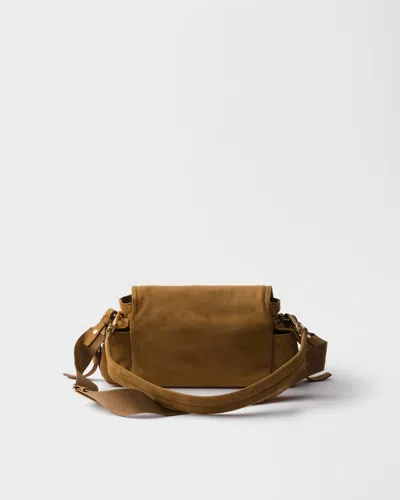 Prada Explore Medium Suede Shoulder Bag In Brown