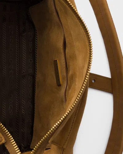 Prada Explore Medium Suede Shoulder Bag In Brown