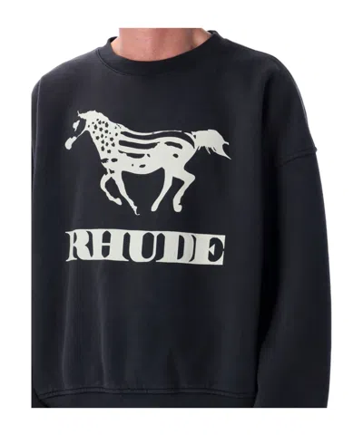 Rhude Black Crewneck Pullover In Black