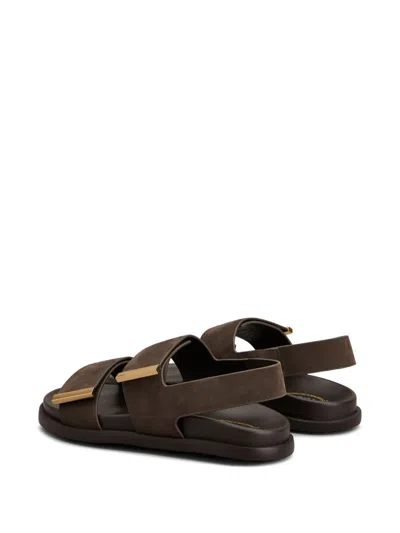 Tod's Leather Slingback Sandals Open Toe Design In Brown